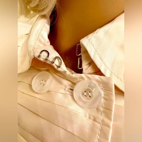 DESIGNER! DONCASTER COLLECTION!🌸100% SILK PEACOAT/DUSTER/White/Size-10 - Picture 8 of 16